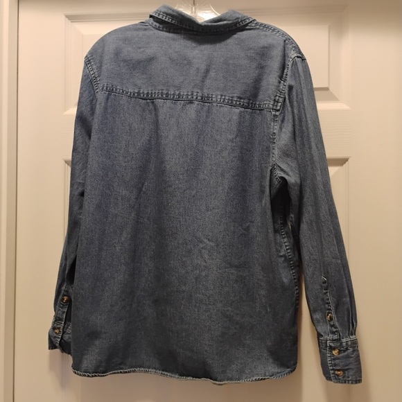 Holiday Editions Denim Shirt with Floral Embroidery Festive Celebration Size XL - Picture 5 of 9